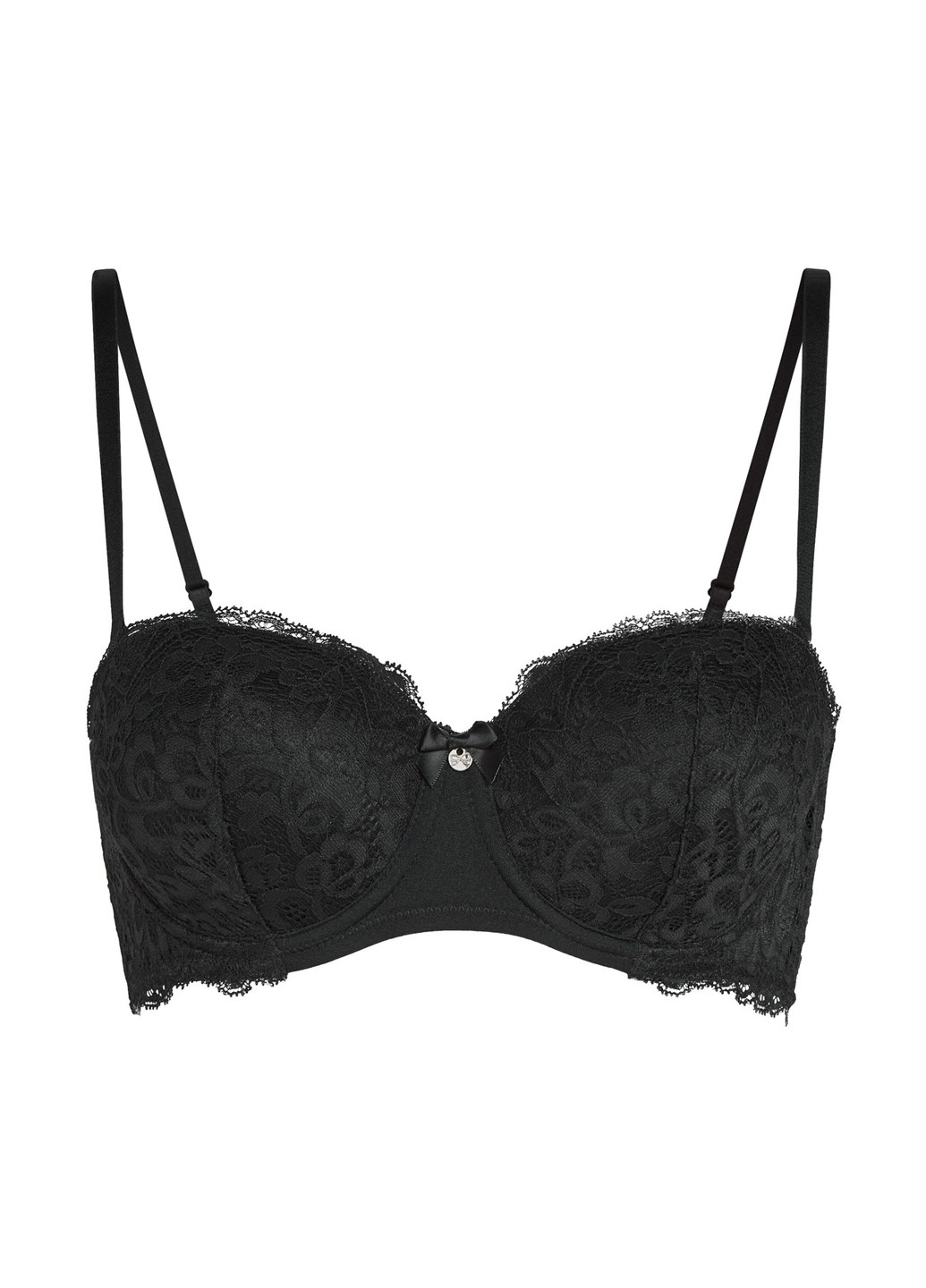 Чёрный балконет бюстгальтер Hunkemoller без косточек полиамид