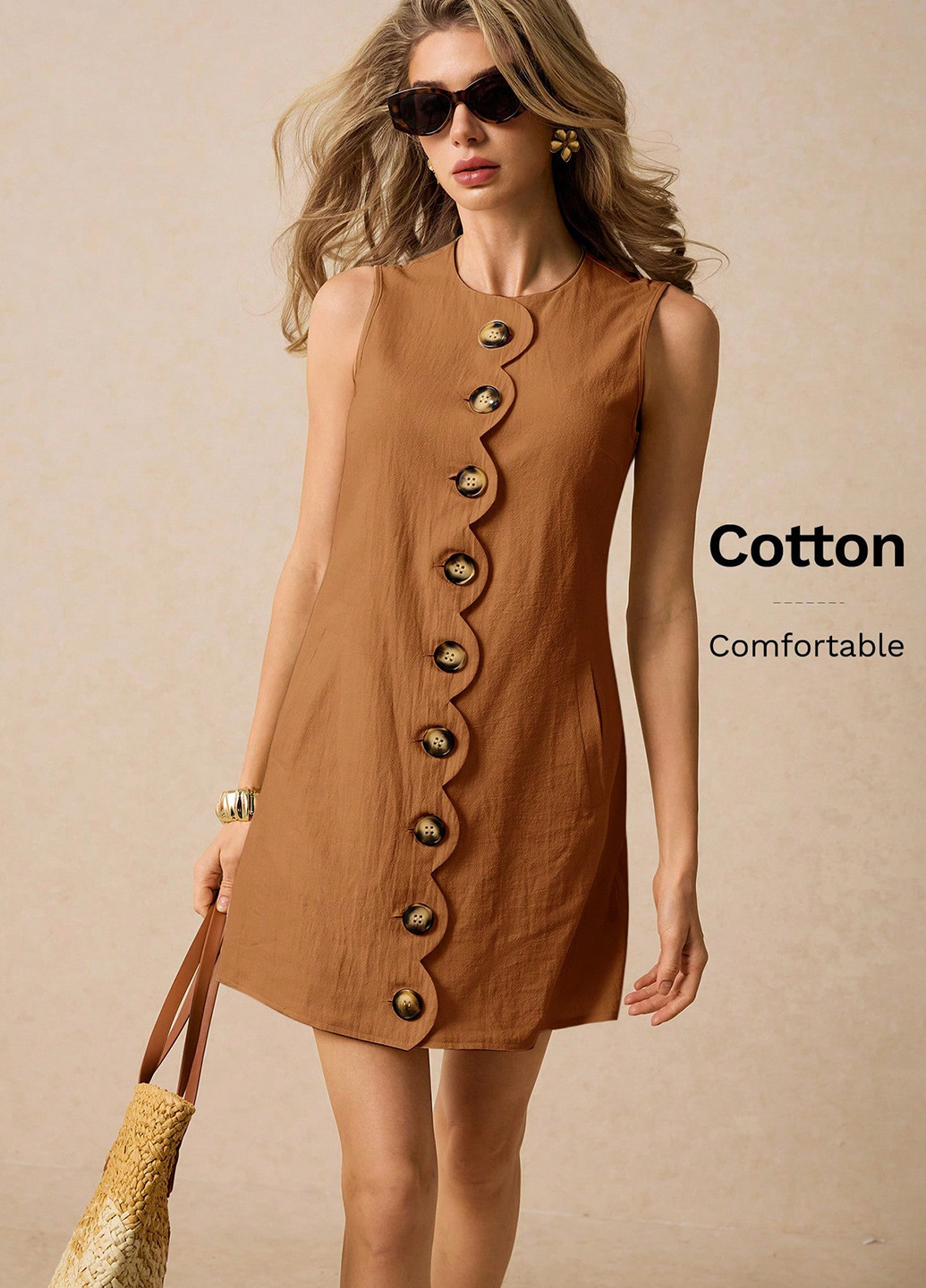 Коричнева кежуал сукня а-силует SHEIN однотонна