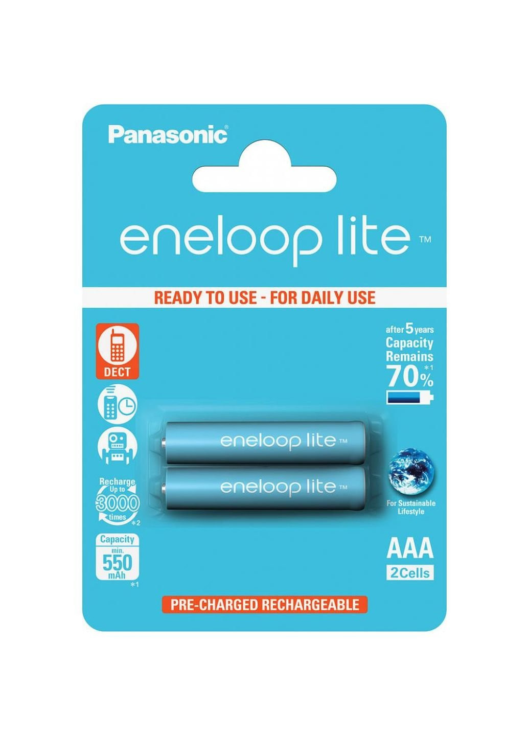 Аккумулятор Eneloop Lite AAA 550mAh NI-MH * 2 (BK-4LCCE/2BE) Panasonic (251420089)
