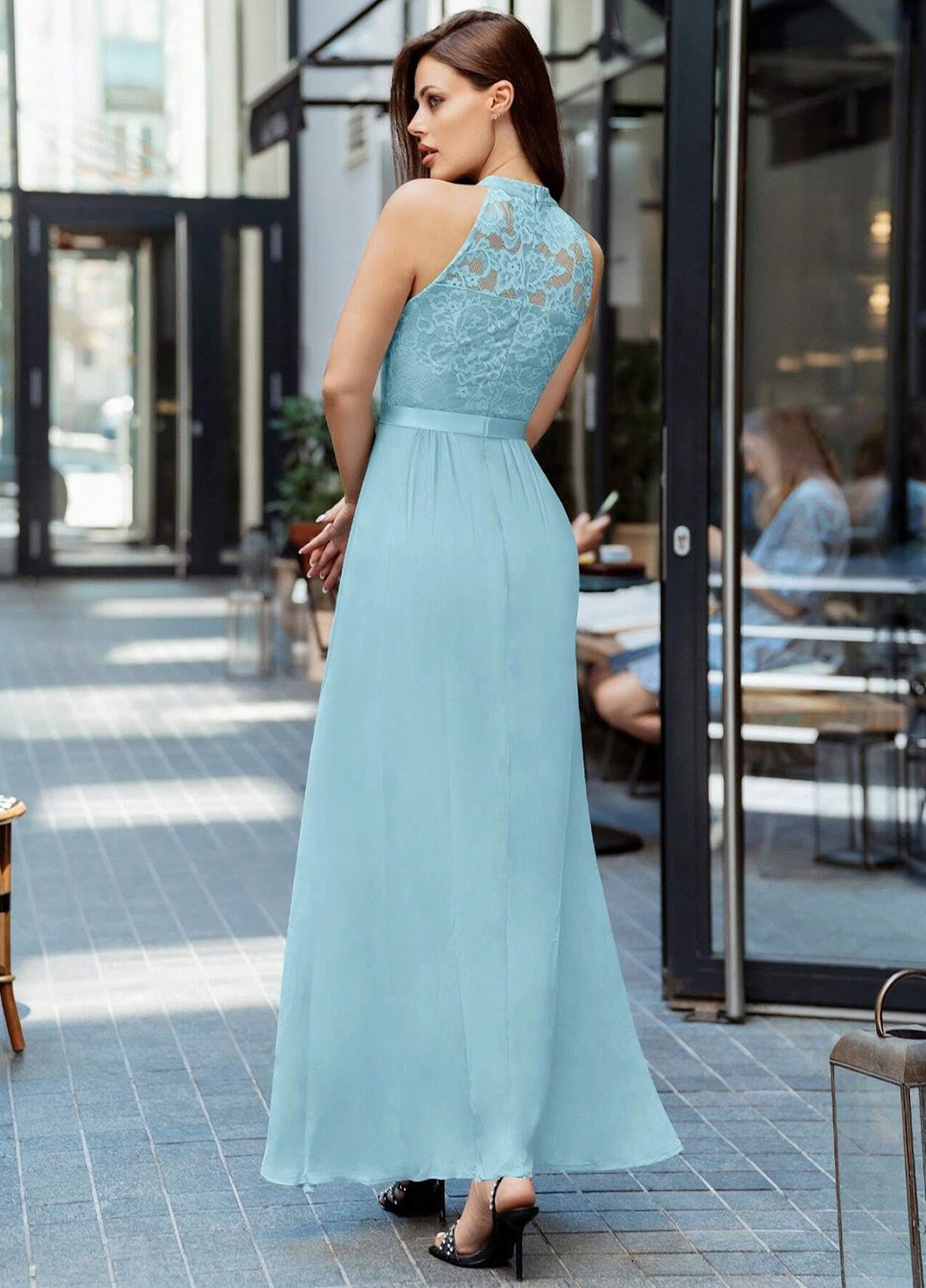 М'ятна святковий, вечірня сукня кльош SHEIN однотонна