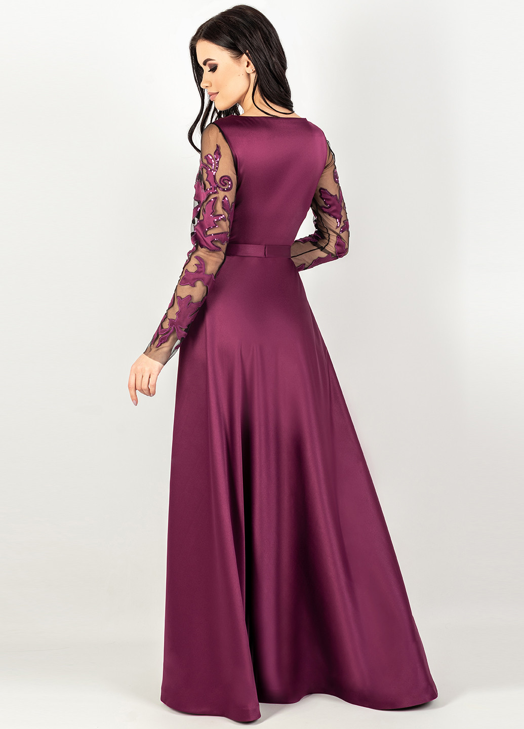 Фиолетовое вечернее платье Seam с абстрактным узором