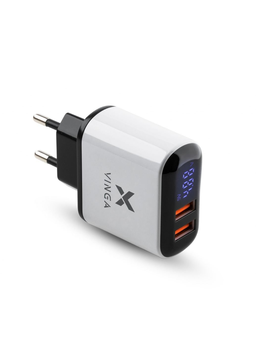 Зарядное устройство (VWCQAADW) Vinga 2 port qc3.0 display wall charger (253507531)