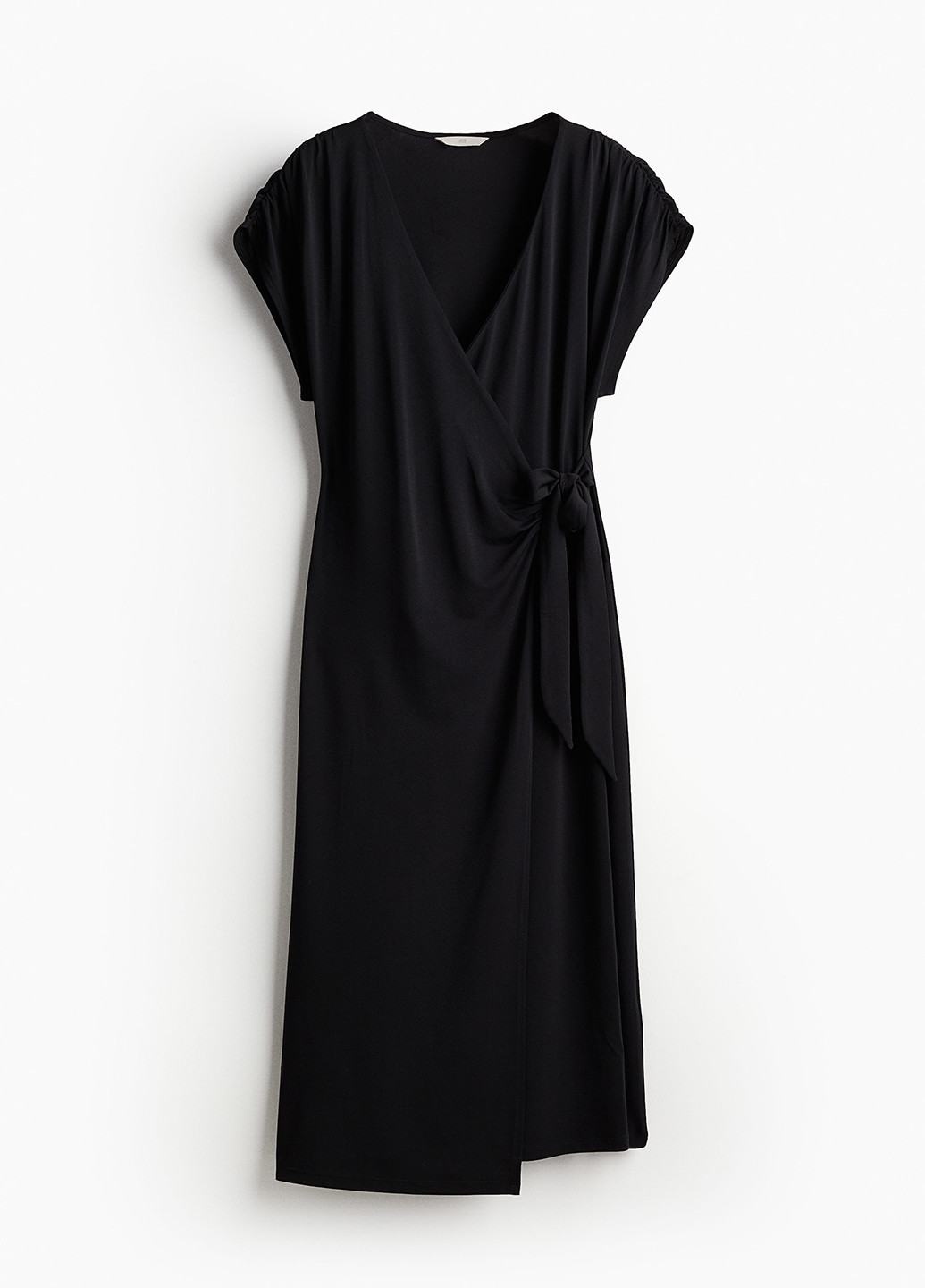 Черное кэжуал платье на запах H&M однотонное