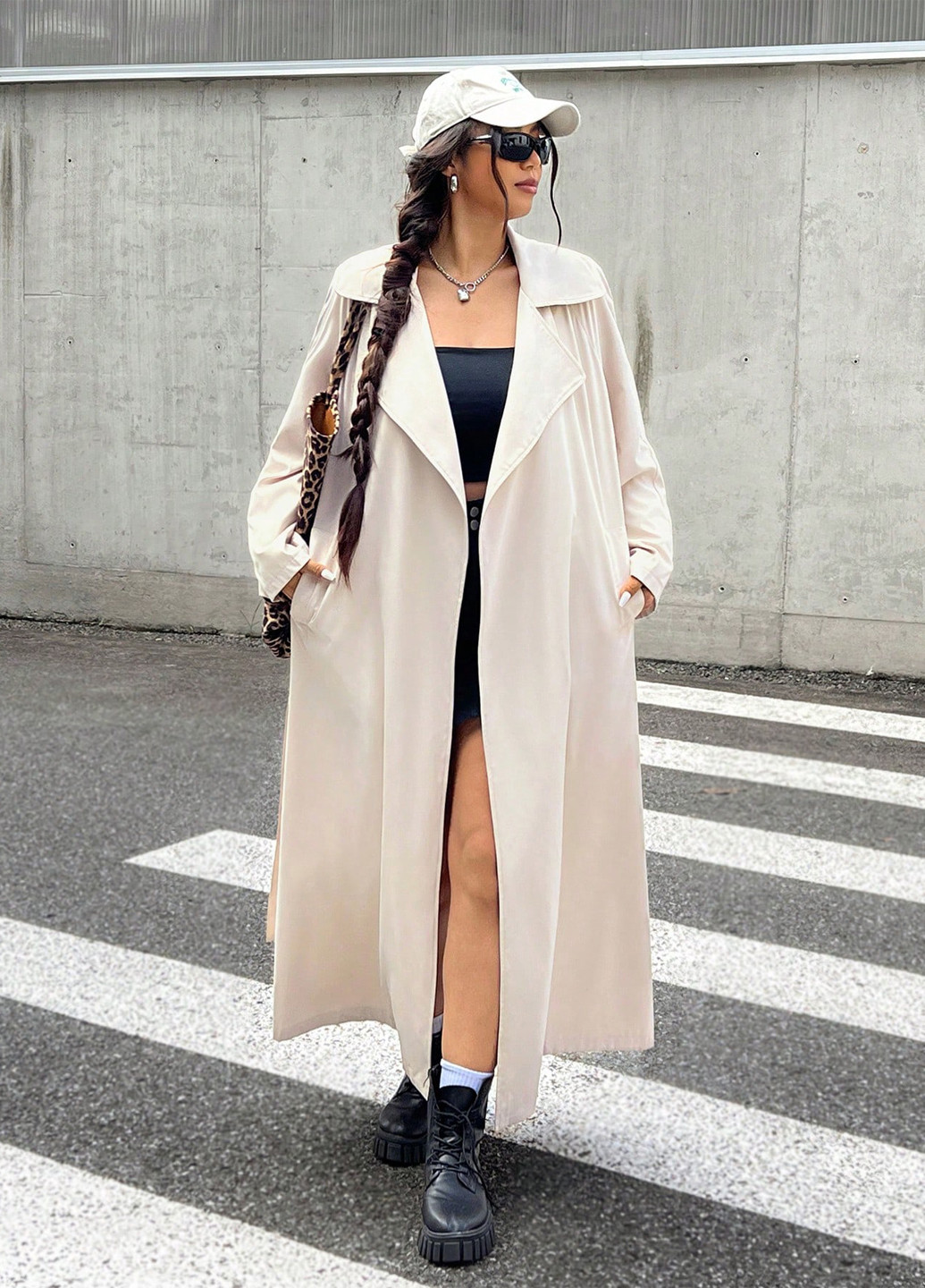 Плащ SHEIN тренчкот без застежки демисезон (332312807)