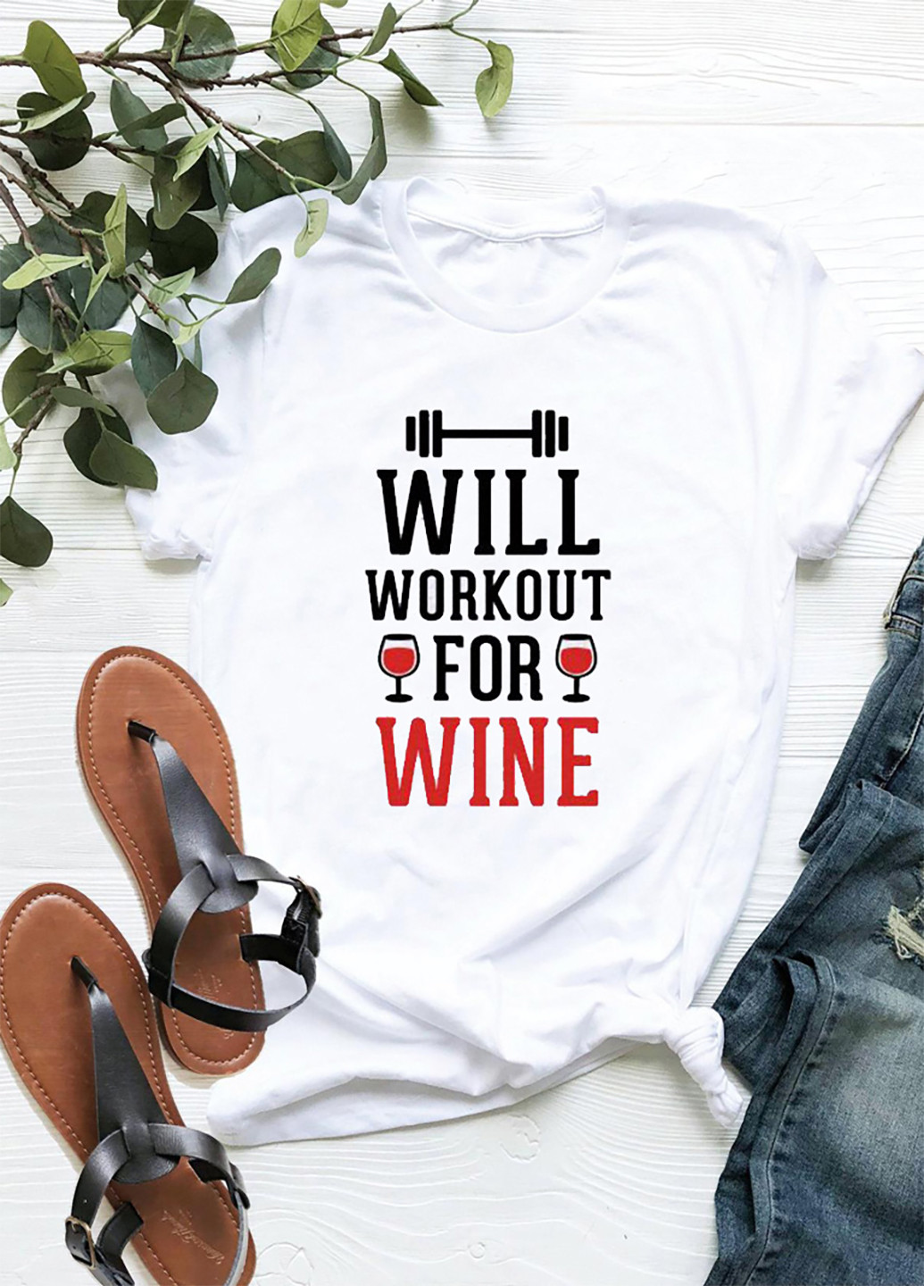 Белая демисезон футболка женская белая will workout for wine Zuzu