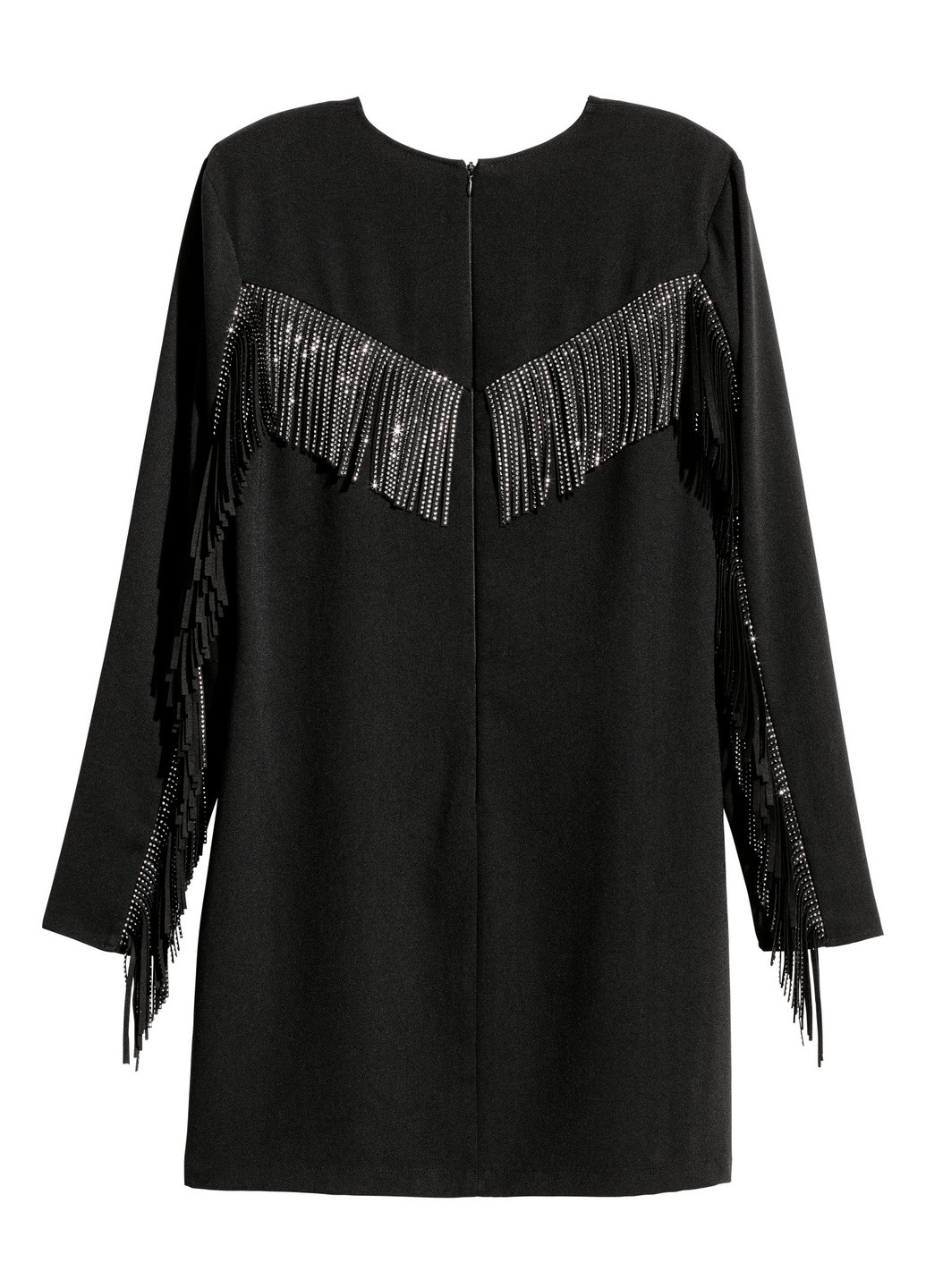 Черное кэжуал платье с бахромой H&M однотонное
