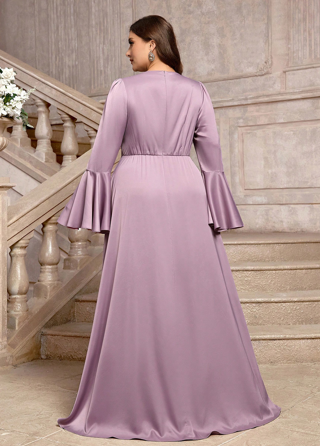 Лиловое вечернее платье а-силуэт SHEIN однотонное