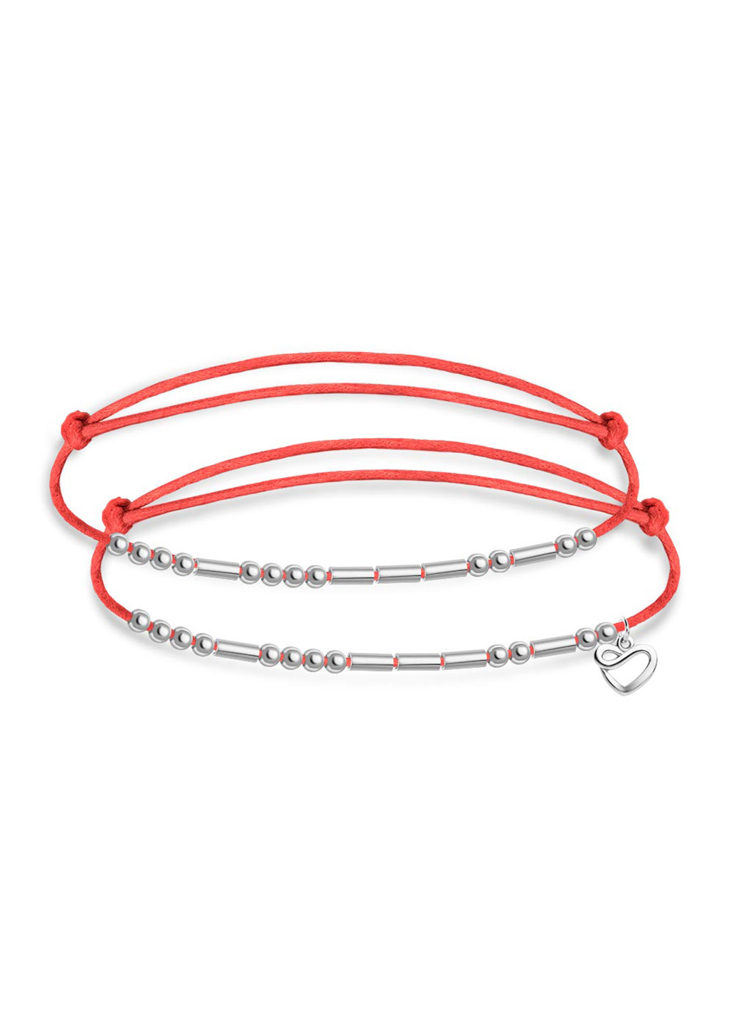 Срібні парні браслети у вигляді кода Морзе — «4EVMINE» 16-18 см червоний Peninsula (224608234)