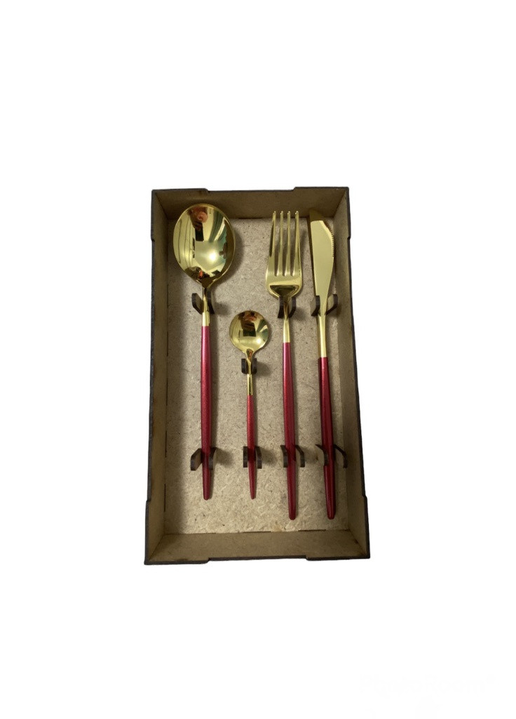 Набір столових приладів Kitchen Бордовий На 6 Персон Home (253383952)