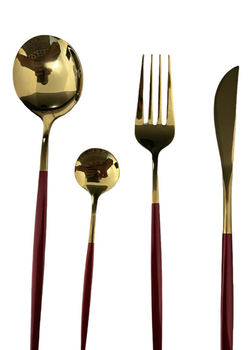 Набір столових приладів Kitchen Бордовий На 6 Персон Home (253383952)