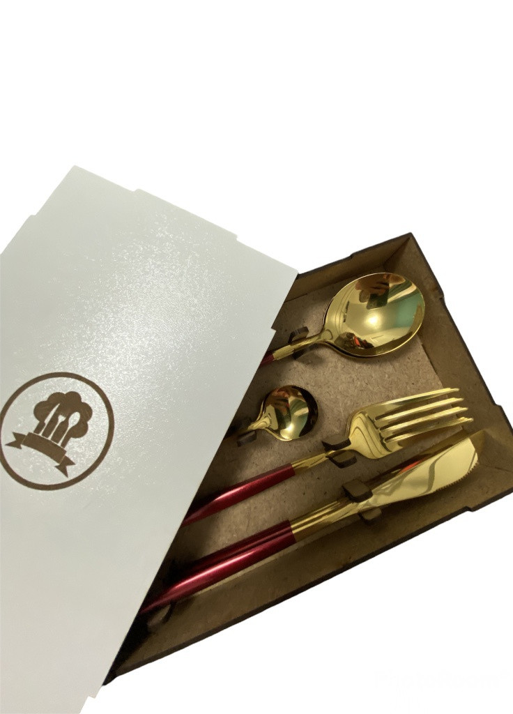 Набір столових приладів Kitchen Бордовий На 6 Персон Home (253383952)