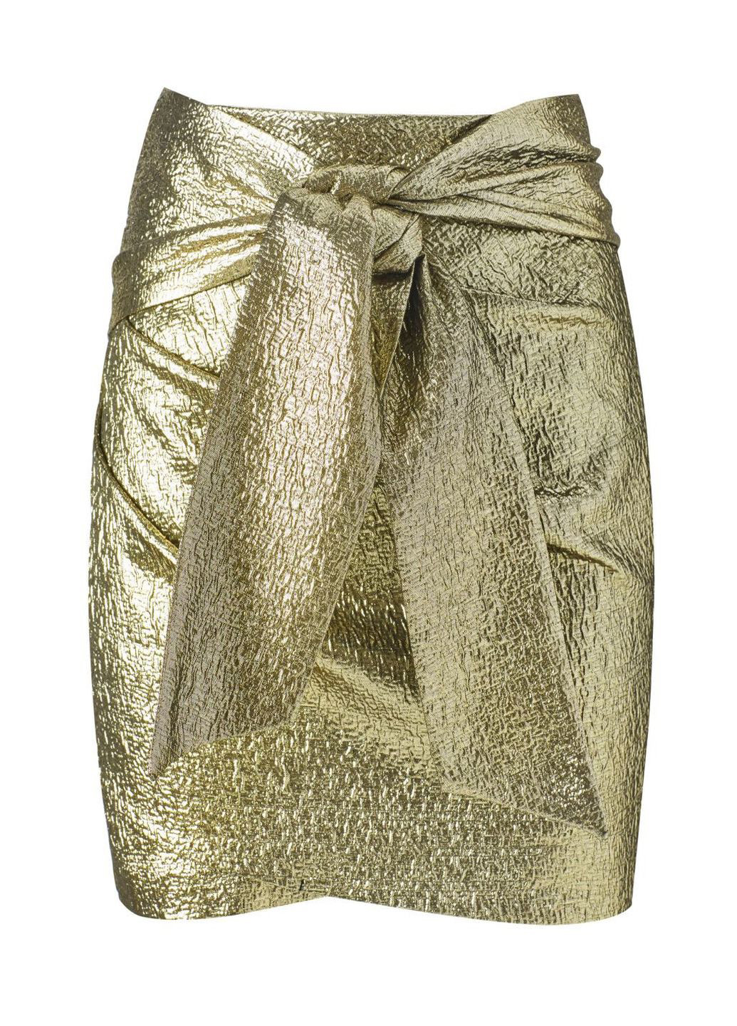 Золотая кэжуал однотонная юбка Mango карандаш