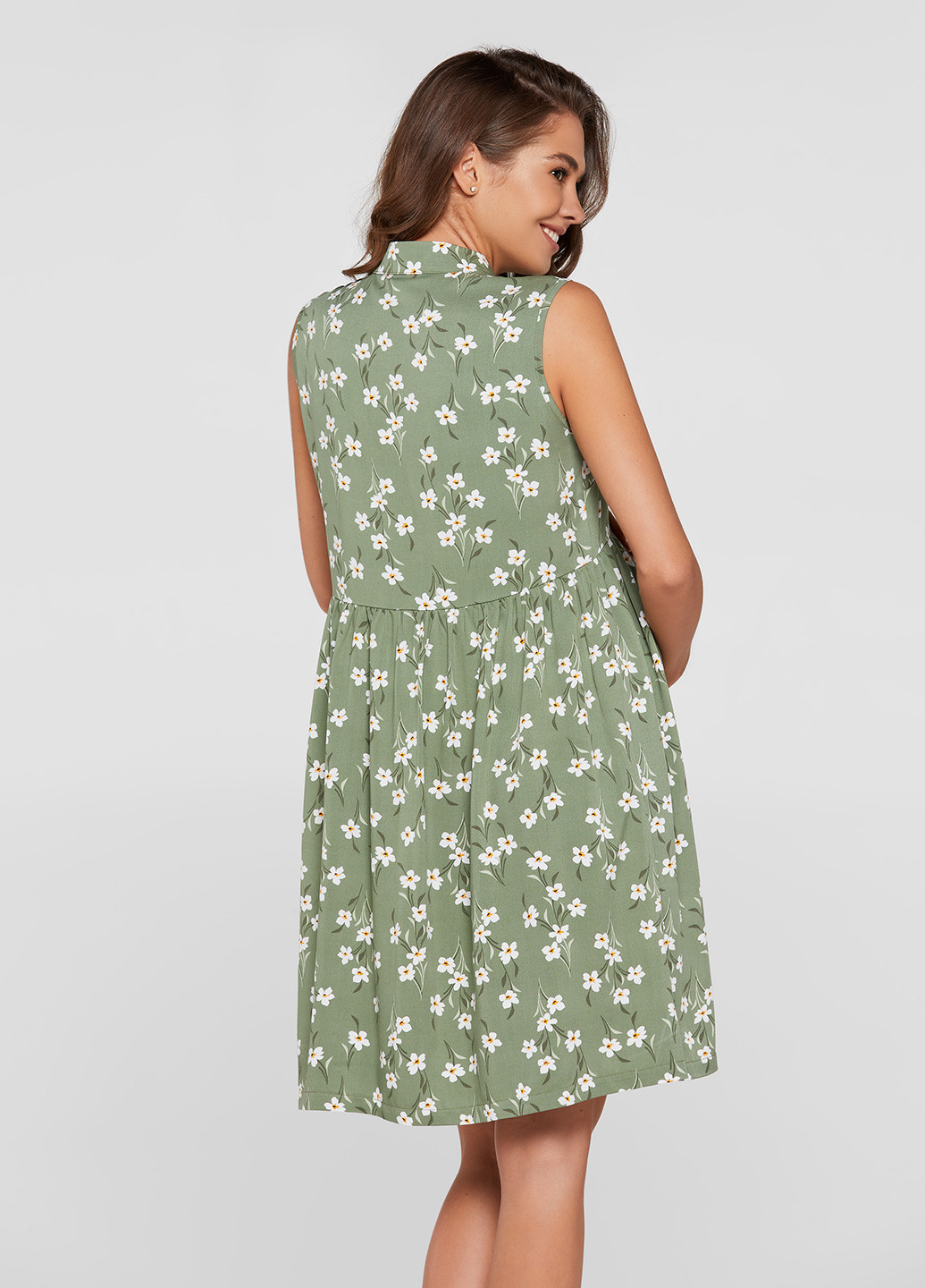 Оливковое кэжуал платье для беременных и кормящих Lullababe с цветочным принтом