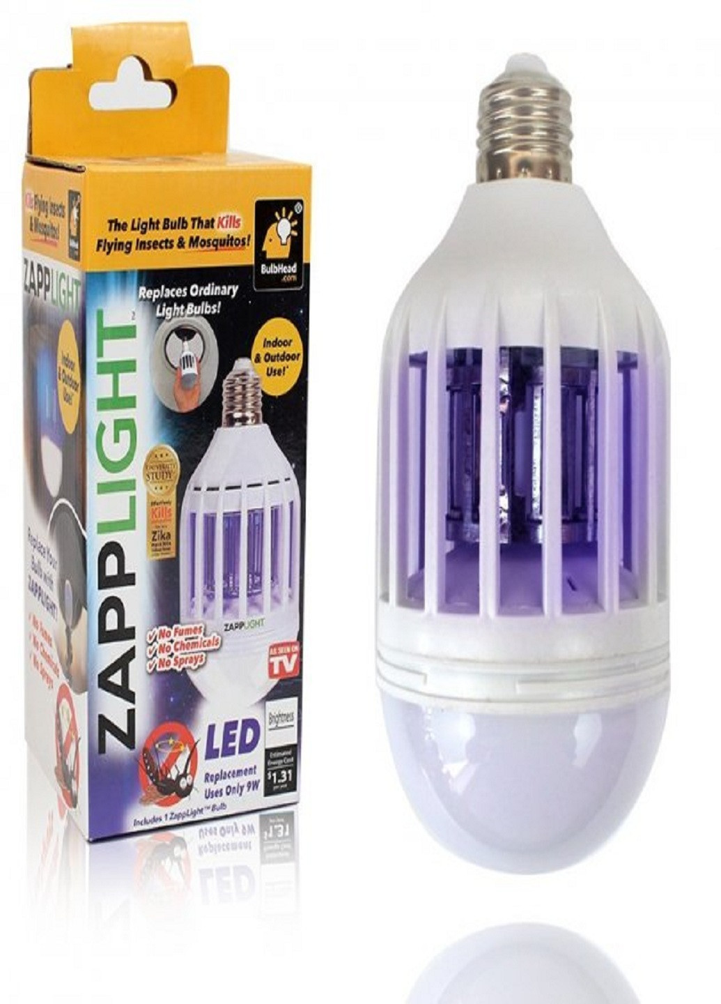 Ультразвукова світлодіодна лампа знищувач комарів та комах ZAPP LIGHT LED ART-5052 No Brand (253934552)