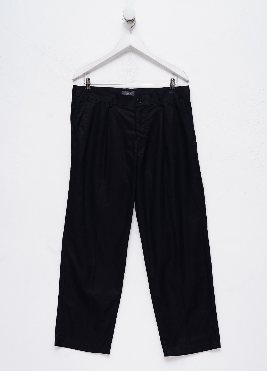 Черные кэжуал демисезонные прямые брюки H&M