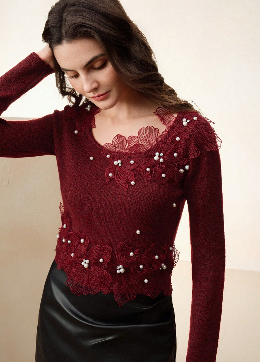 Бордовий демісезонний джемпер джемпер SHEIN