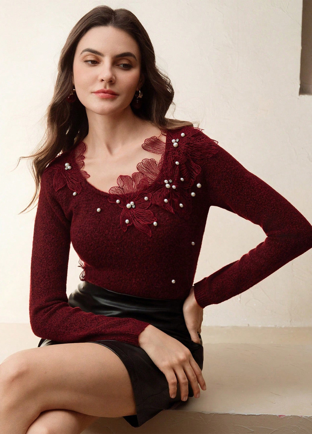 Бордовий демісезонний джемпер джемпер SHEIN