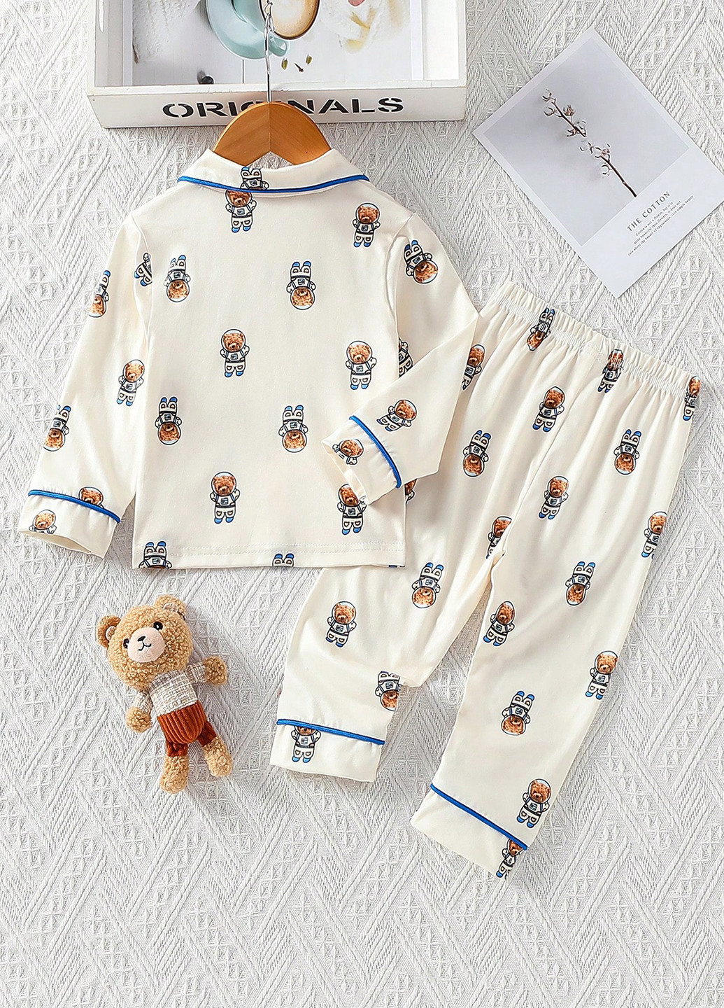 Кремовая всесезон пижама (рубашка, брюки) рубашка + брюки SHEIN