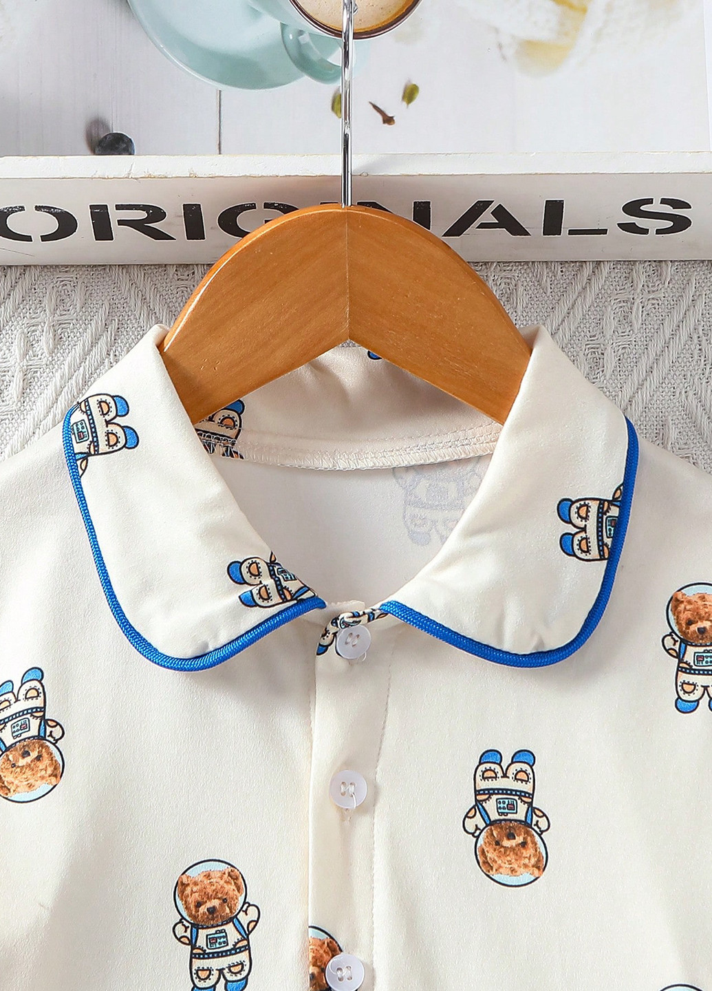 Кремовая всесезон пижама (рубашка, брюки) рубашка + брюки SHEIN