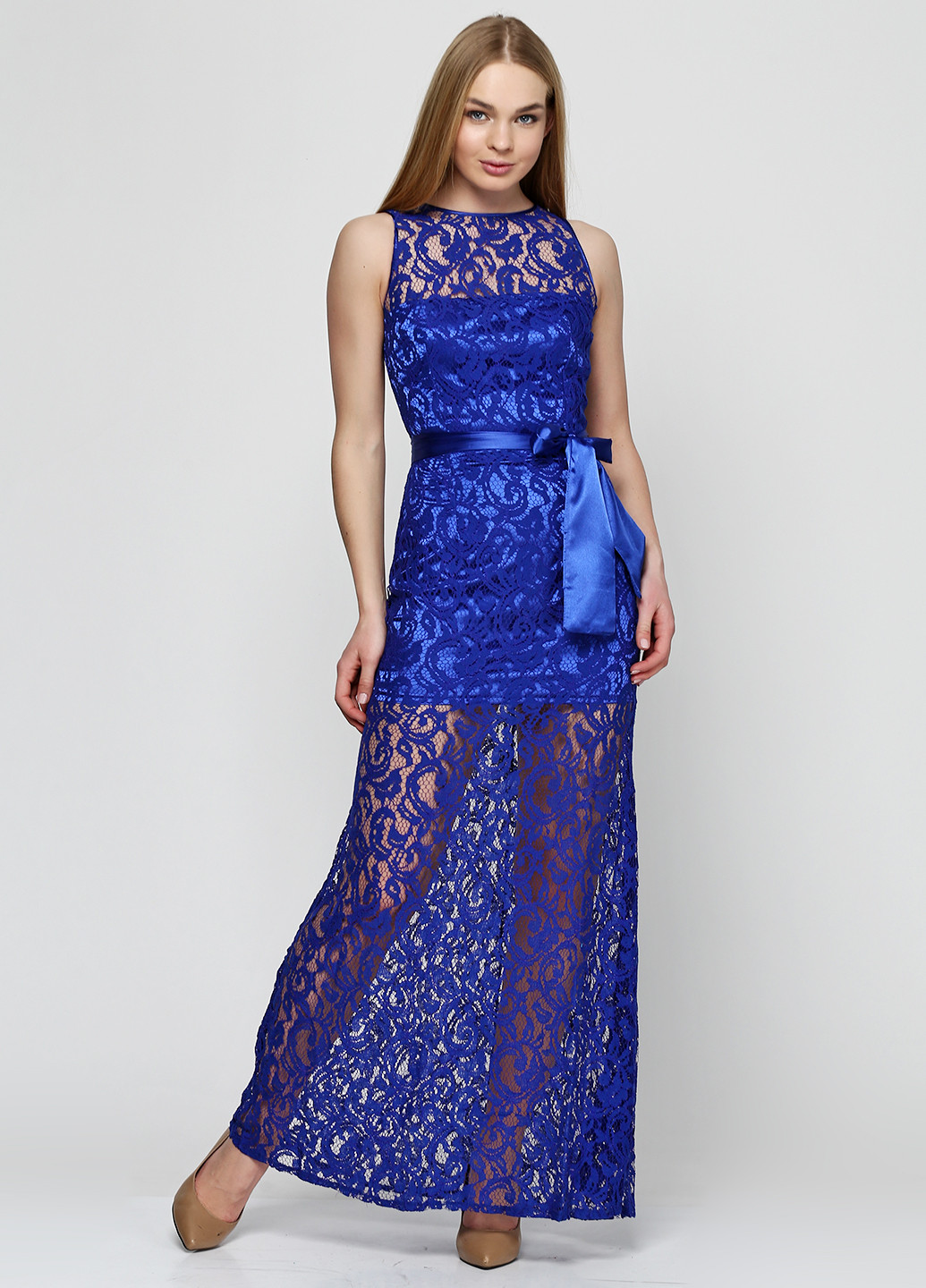 Світло-синя вечірня платье Anastasia з абстрактним візерунком