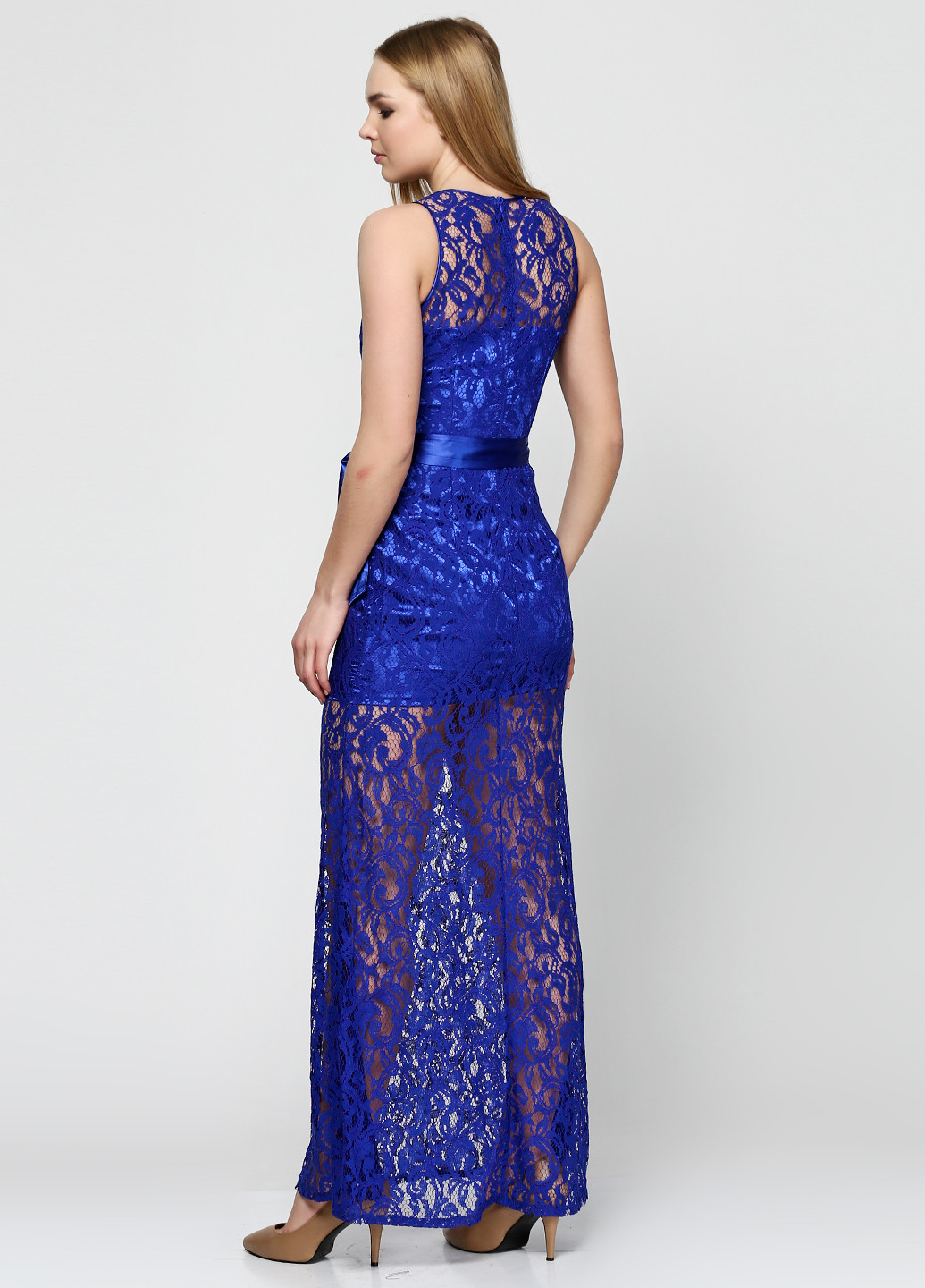 Светло-синее вечернее платье Anastasia с абстрактным узором