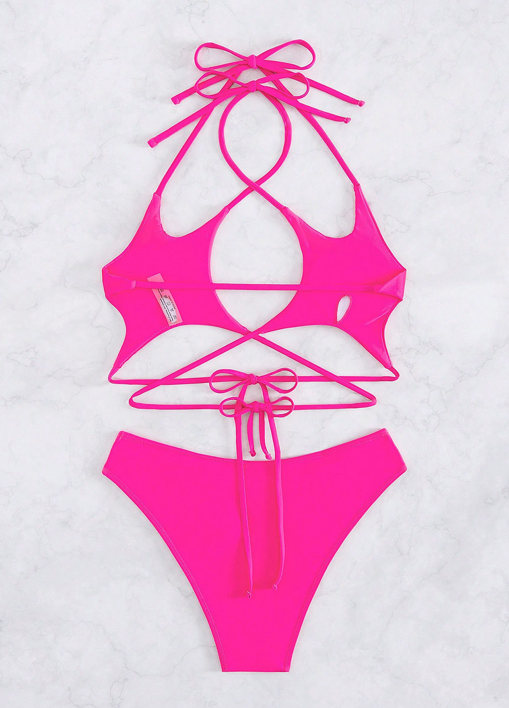 Фуксиновий (колору Фукія) літній купальник (ліф, трусики) бікіні, роздільний SHEIN
