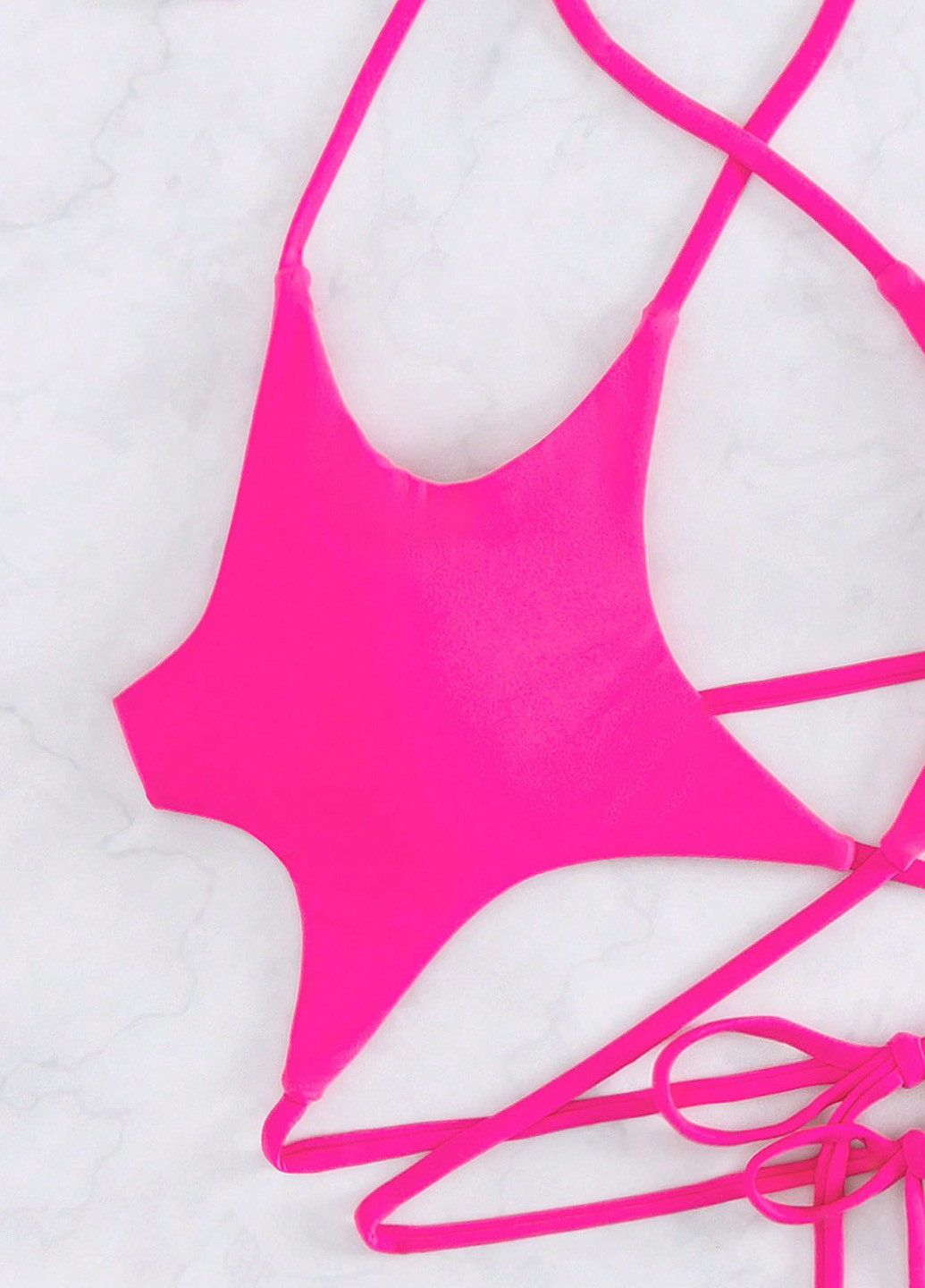 Фуксиновий (колору Фукія) літній купальник (ліф, трусики) бікіні, роздільний SHEIN