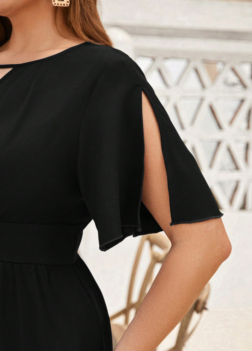 Комбинезон SHEIN комбинезон-брюки однотонный чёрный праздничный, вечерний, кэжуал полиэстер