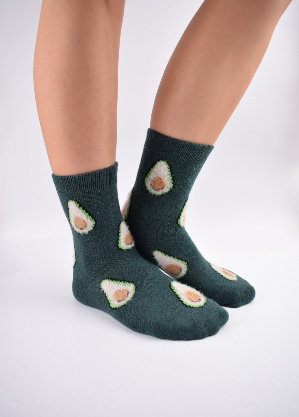 Ангоровые носки с махрой внутри Корона авокадо абстрактные комбинированные повседневные