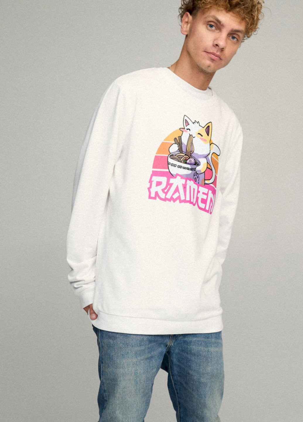 Білий свитшот мужской oversize /no flis/ YAPPI малюнок (254557711)