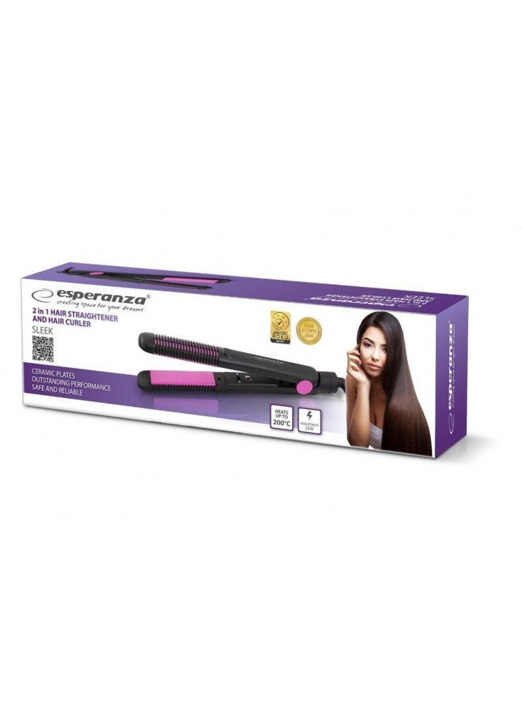 Выпрямитель-плойка для волос 2 в 1 с керамическим покрытием EBP002 Esperanza (253854393)