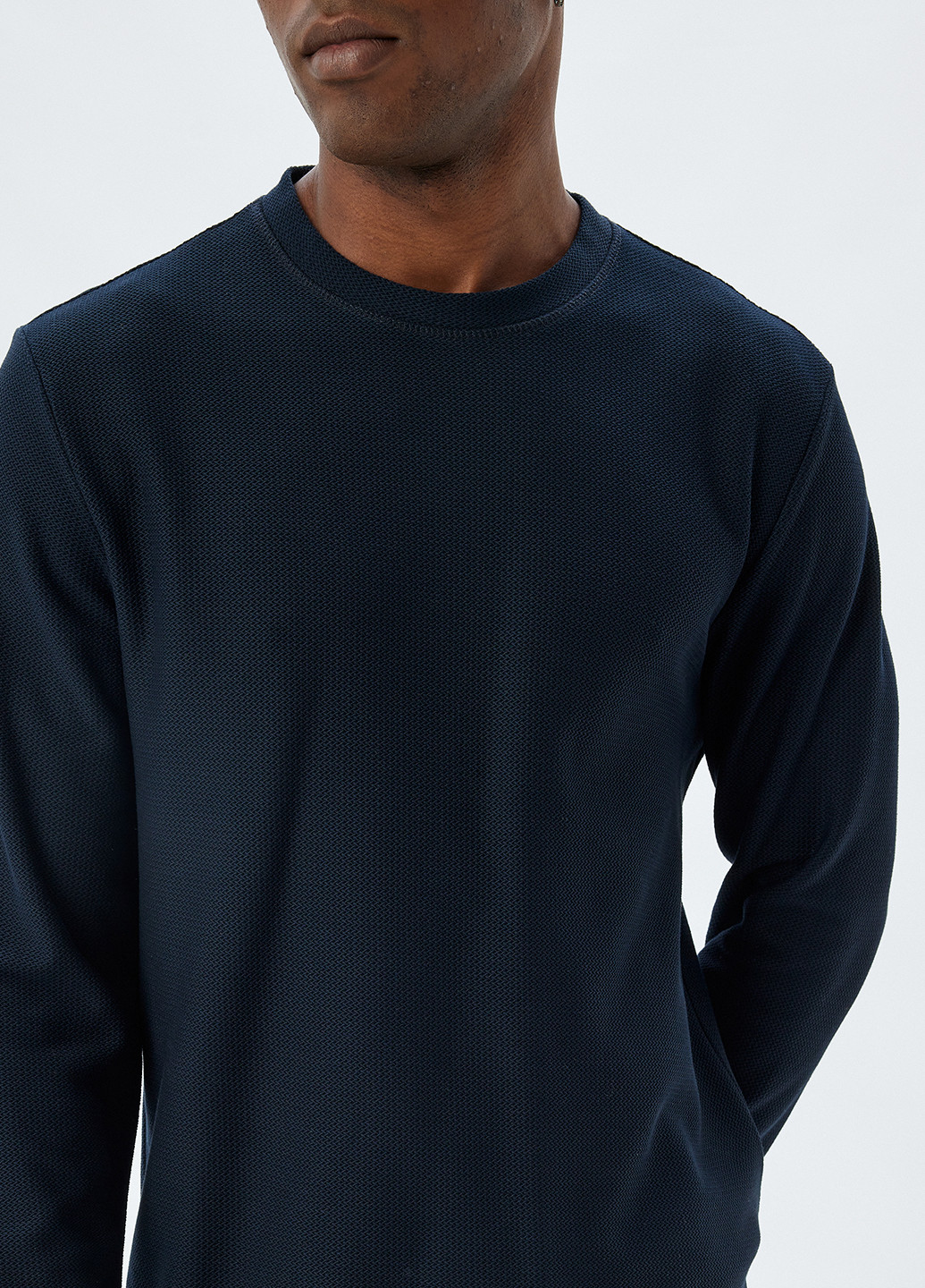 Лонгслів KOTON однотонний темно-синій кежуали бавовна, трикотаж