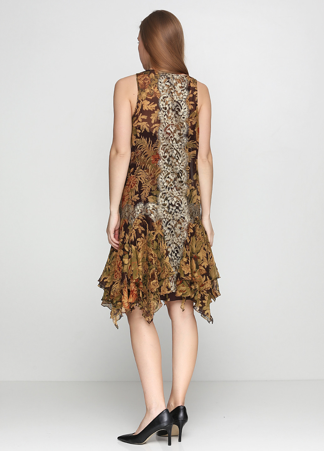 Коричневое кэжуал платье Ralph Lauren с цветочным принтом