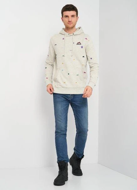 Худі,сірий в кольорові візерунки, JACK&JONES (255192818)
