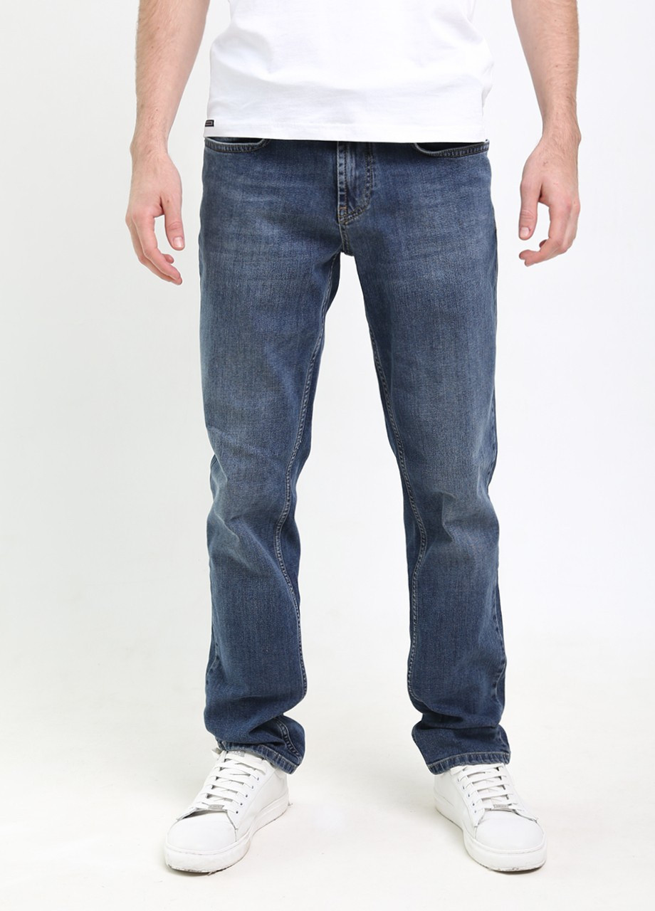 Синие демисезонные слим джинсы мужские слим синие с потертостями Slim Zanotti