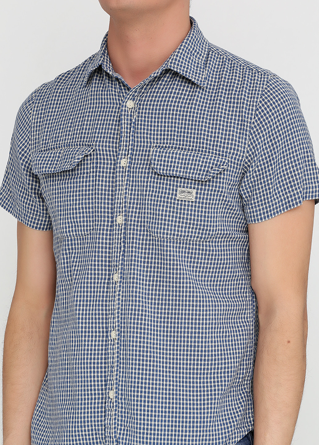 Синяя кэжуал рубашка в клетку Ralph Lauren с коротким рукавом