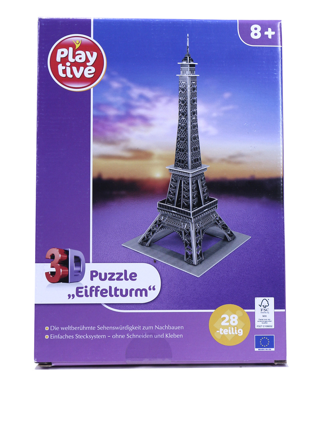 3D пазл Эйфелева башня, 30х21,5х2 см Play Tive (137464569)