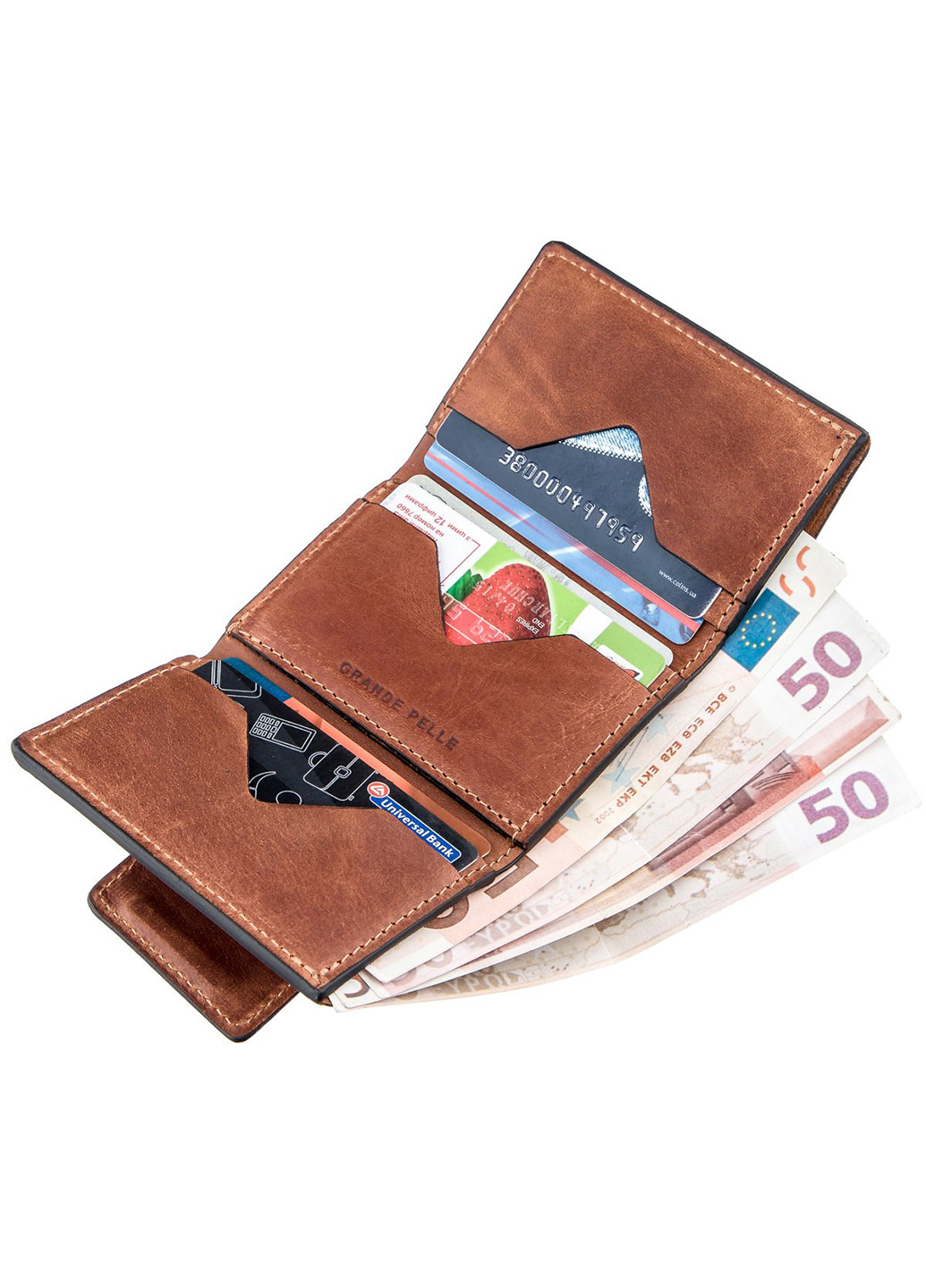 Кожаное портмоне 7,5х10х1,5 см Grande Pelle (253174464)