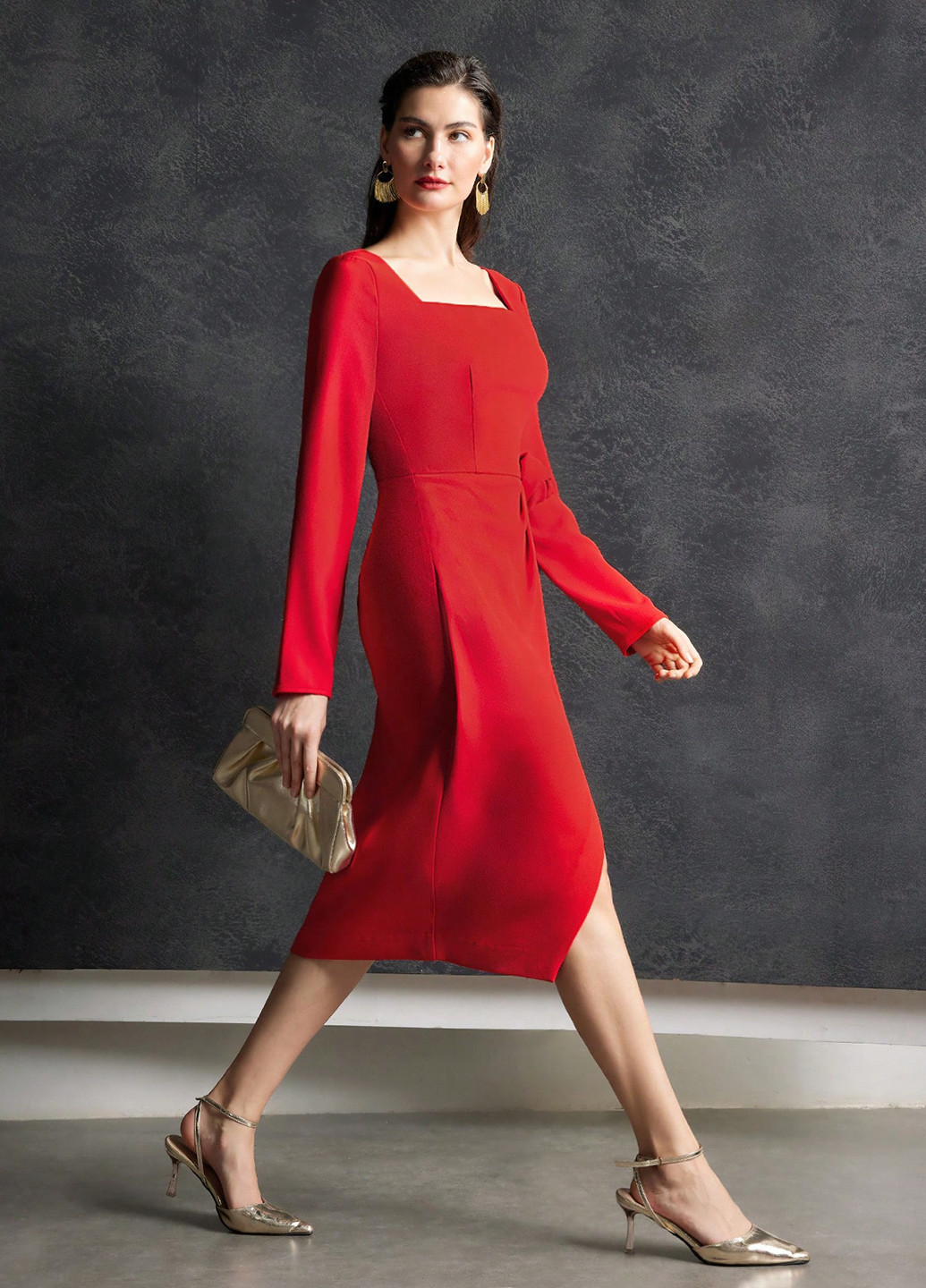 Червона вечірня сукня футляр SHEIN однотонна