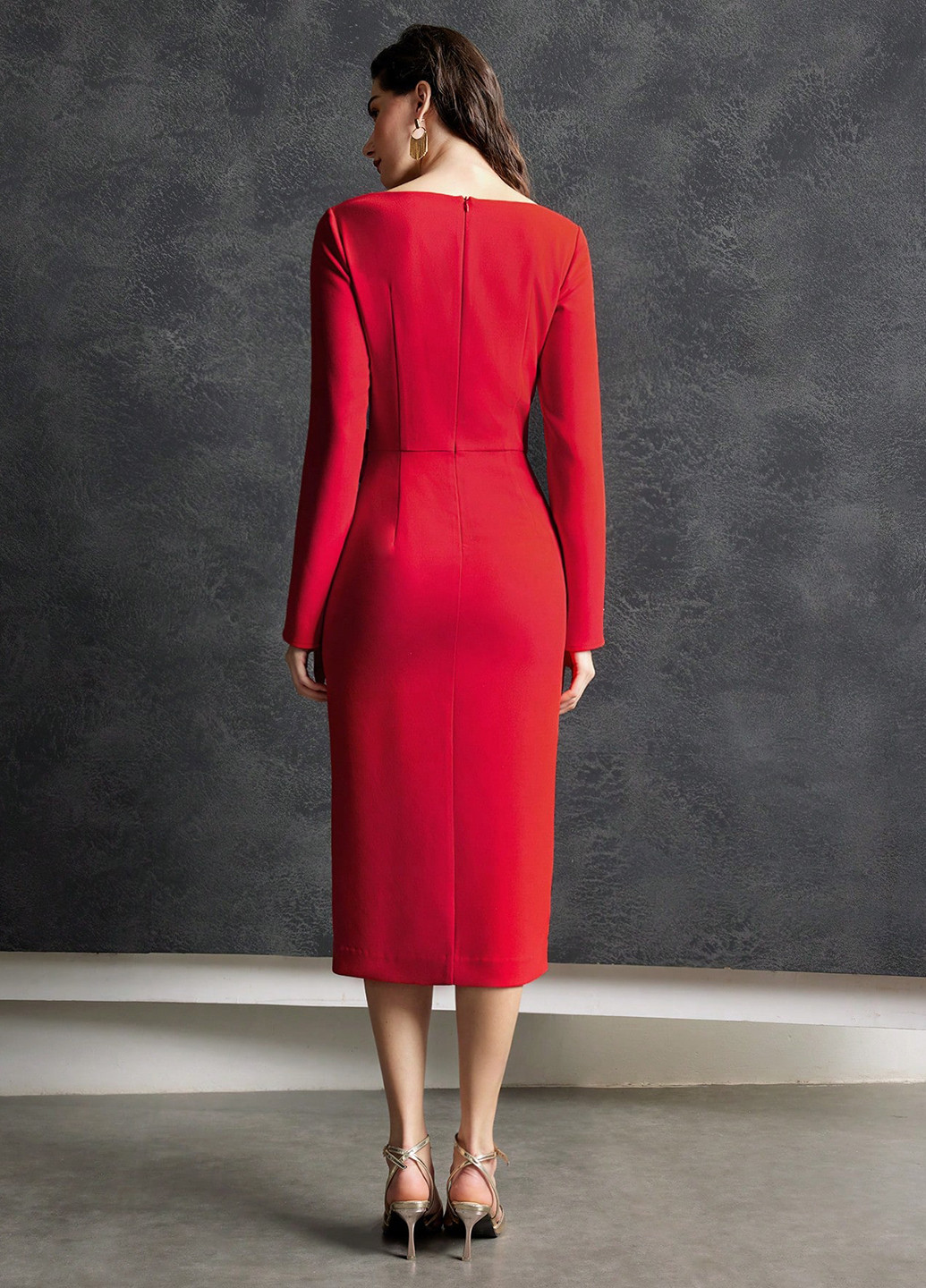 Червона вечірня сукня футляр SHEIN однотонна