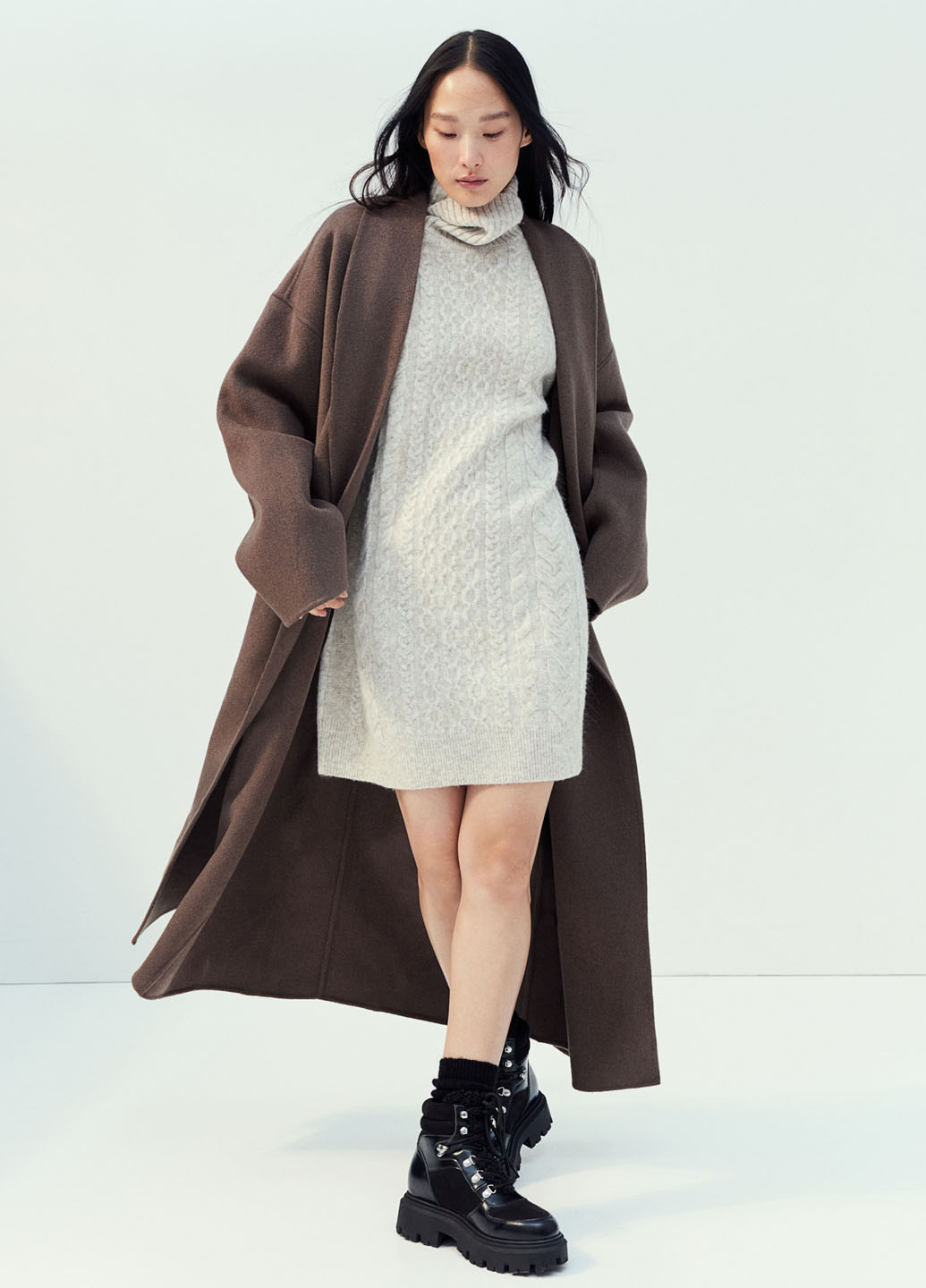 Світло-бежева кежуал платье сукня светр H&M меланжева