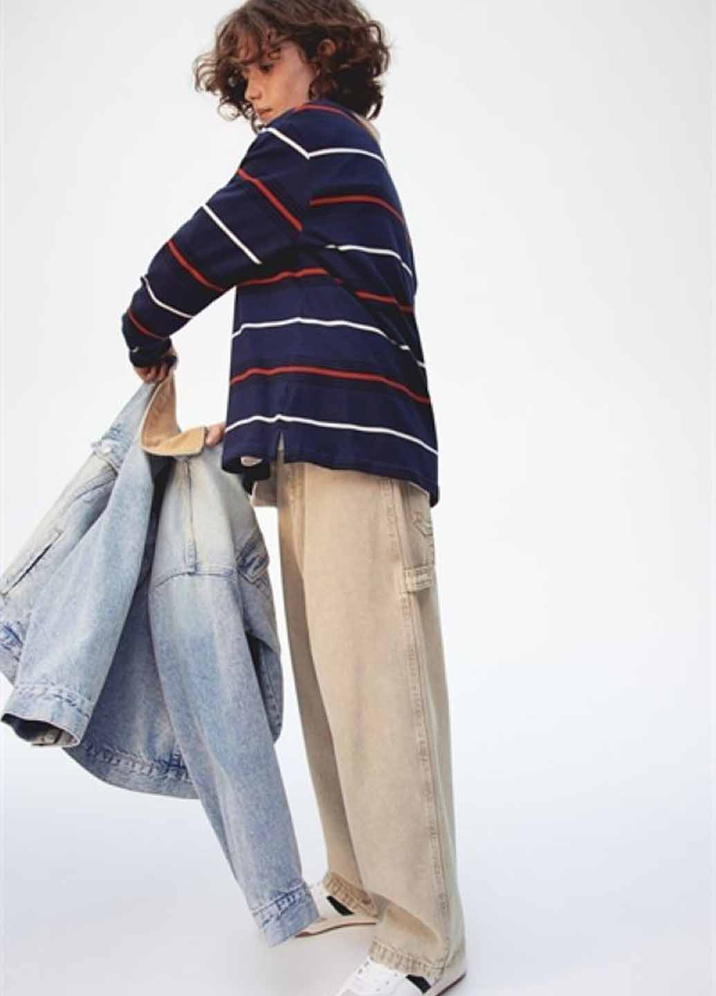 Светло-бежевые демисезонные мешковатые джинсы H&M