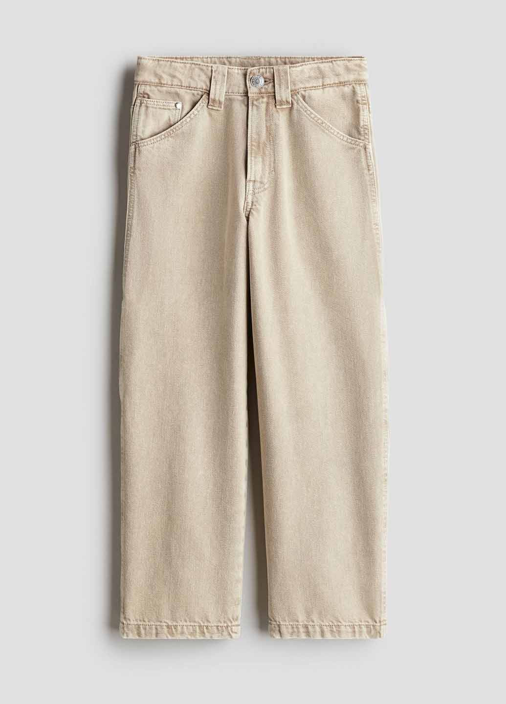 Светло-бежевые демисезонные мешковатые джинсы H&M