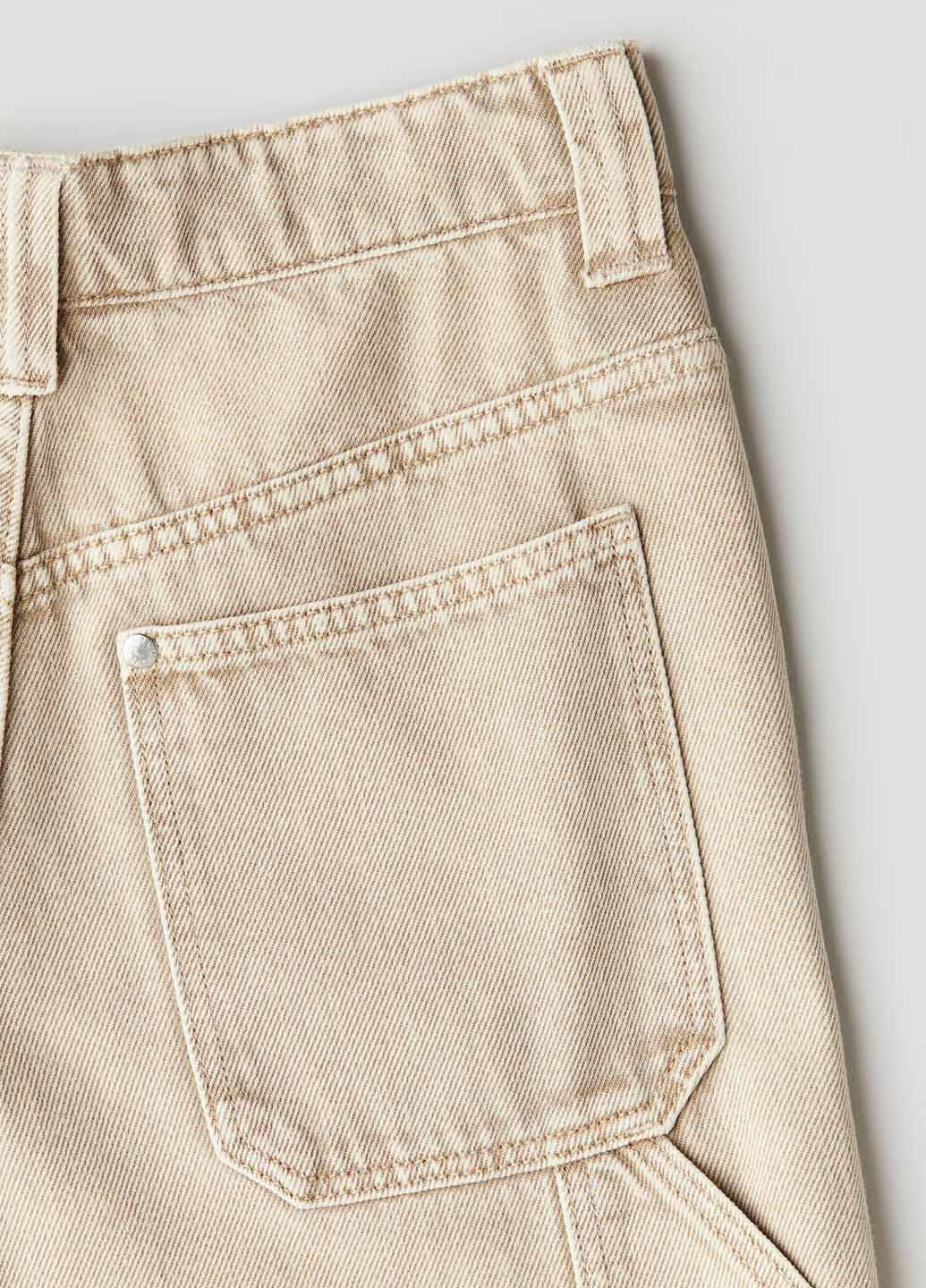 Светло-бежевые демисезонные мешковатые джинсы H&M