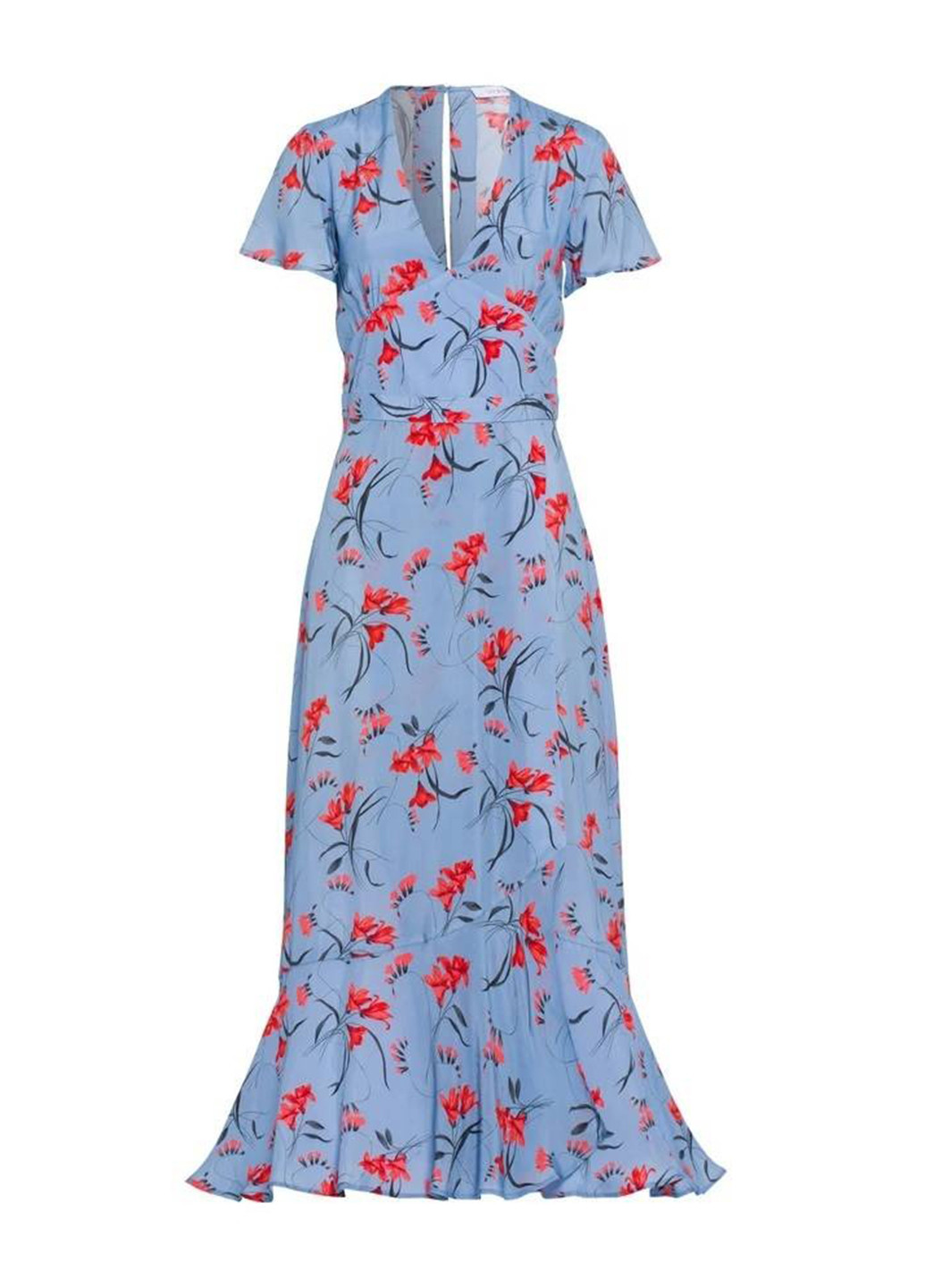 Голубое кэжуал платье годе Ivy & Oak с цветочным принтом