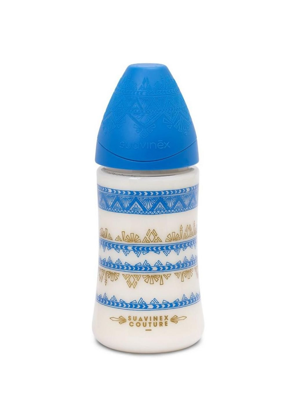 Пляшечка для годування кругла соска 3-позиційна Couture 270 мл синя Suavinex (252243548)