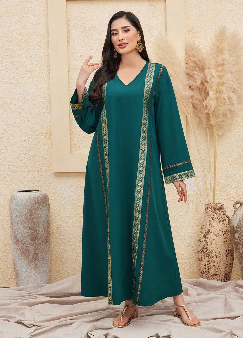 Темно-зеленое кэжуал платье а-силуэт SHEIN с цветочным принтом