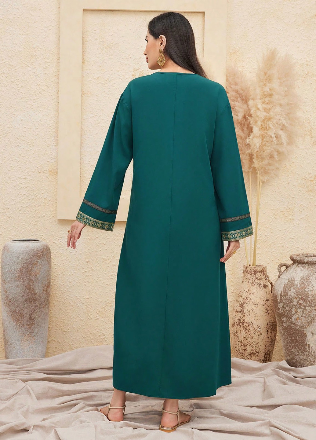 Темно-зеленое кэжуал платье а-силуэт SHEIN с цветочным принтом