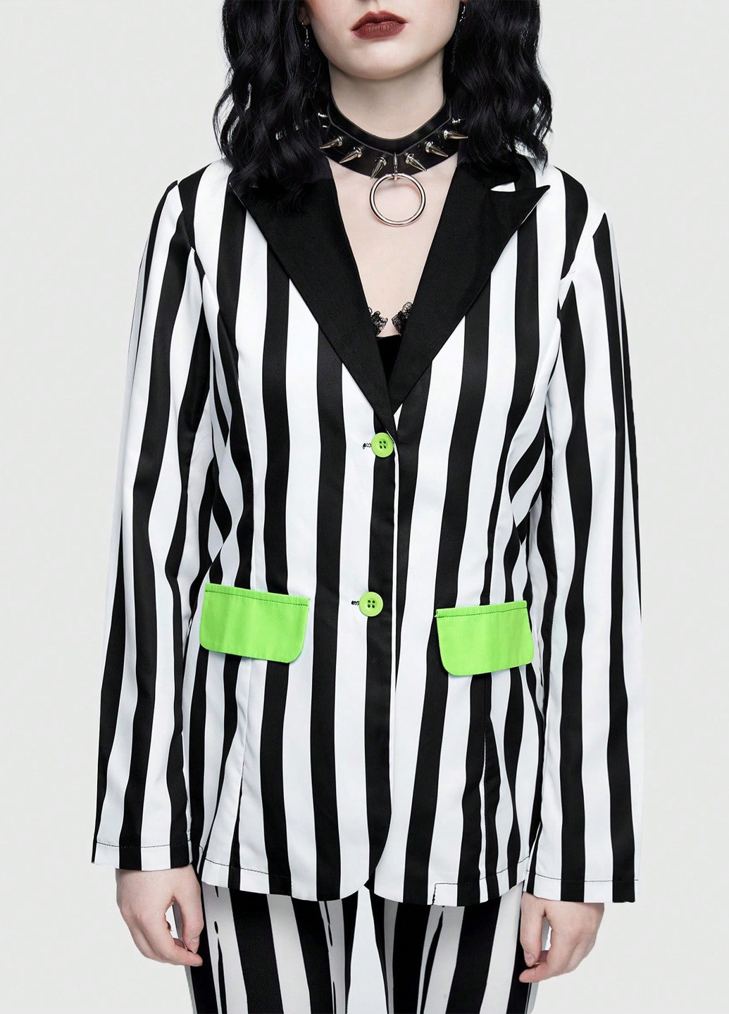 Черно-белый женский жакет Romwe полосатый - демисезонный