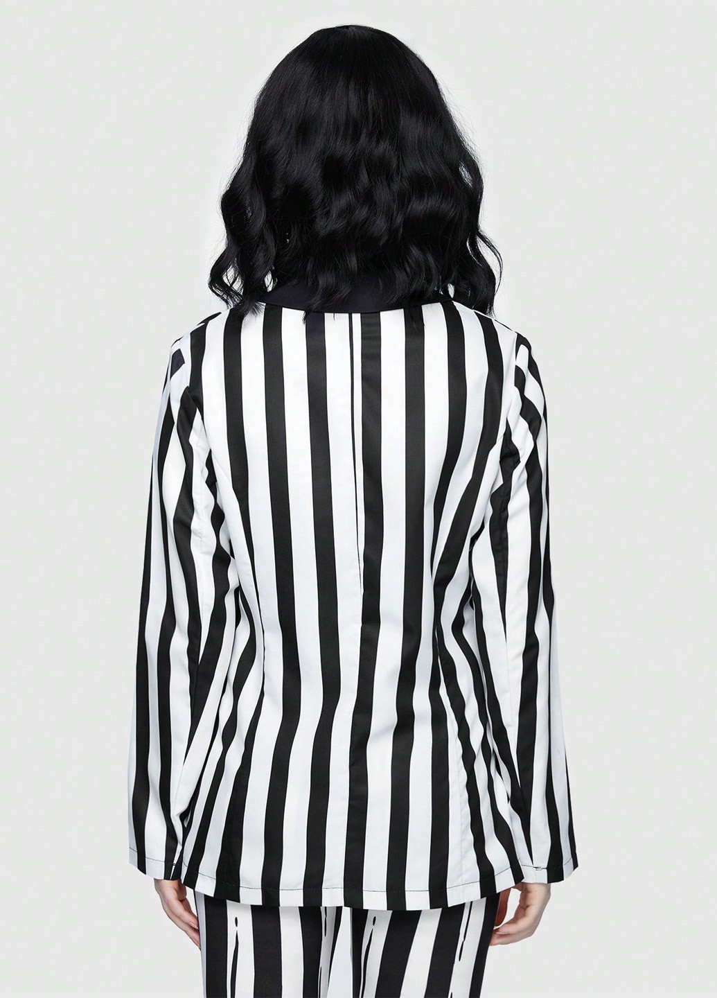 Черно-белый женский жакет Romwe полосатый - демисезонный